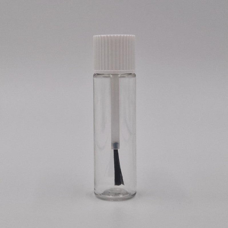 10ml PET CYLINDER CLEAR & WHITE BRUSH & CAP ASSEMBLED