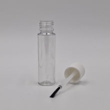 Load image into Gallery viewer, 10ml PET CYLINDER CLEAR &amp; WHITE BRUSH &amp; CAP ASSEMBLED
