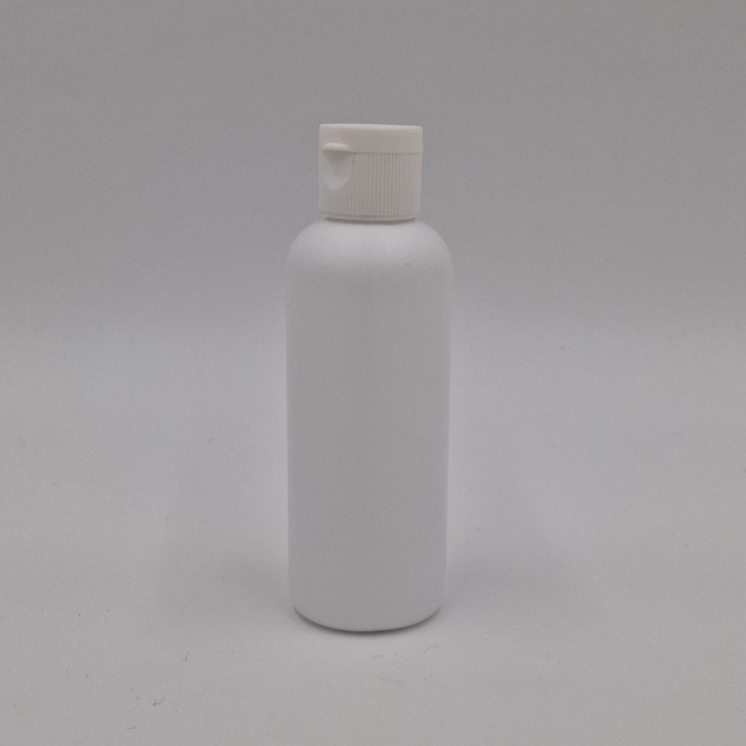 100ml TALL BOSTON WHITE HDPE & 20mm 410 RIBBED FLIP TOP