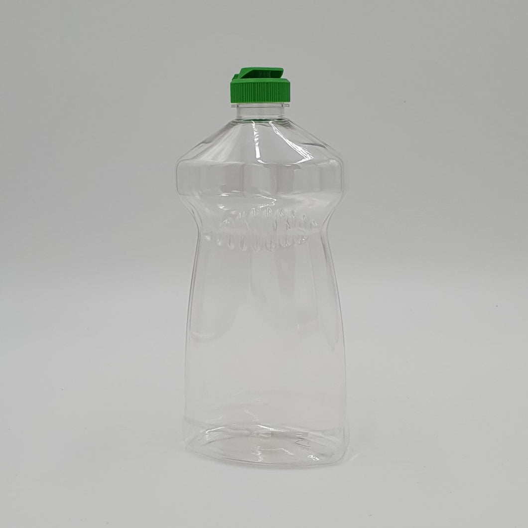 500ml DISHWASH BOTTLE CLEAR PET 28mm (100% PCR) WITH FLIP TOP