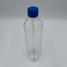 Load image into Gallery viewer, 750ml SAFETY BOTTLES CLEAR 28mm 410 CRC BLUE CAP W/ ONE HOLE PLUG
