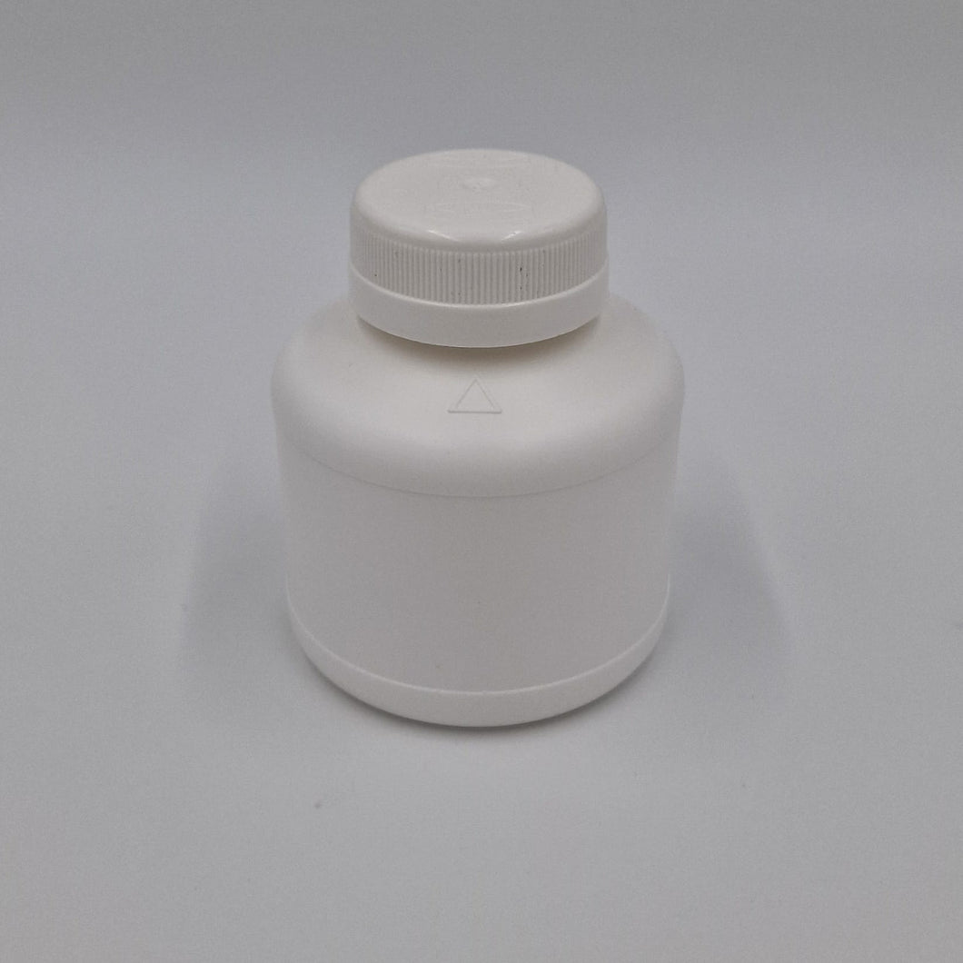250ml WHITE HDPE ROUND LABEL RECESS 38mm CRC BRUSH CLOSURE