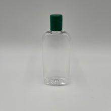 Load image into Gallery viewer, 250ML CLEAR PET  EVERGREEN BOTTLE &amp; 24mm 415 GREEN SMOOTH WALLED FLAT FLIP TOP
