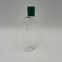 Load image into Gallery viewer, 250ML CLEAR PET  EVERGREEN BOTTLE &amp; 24mm 415 GREEN SMOOTH WALLED FLAT FLIP TOP
