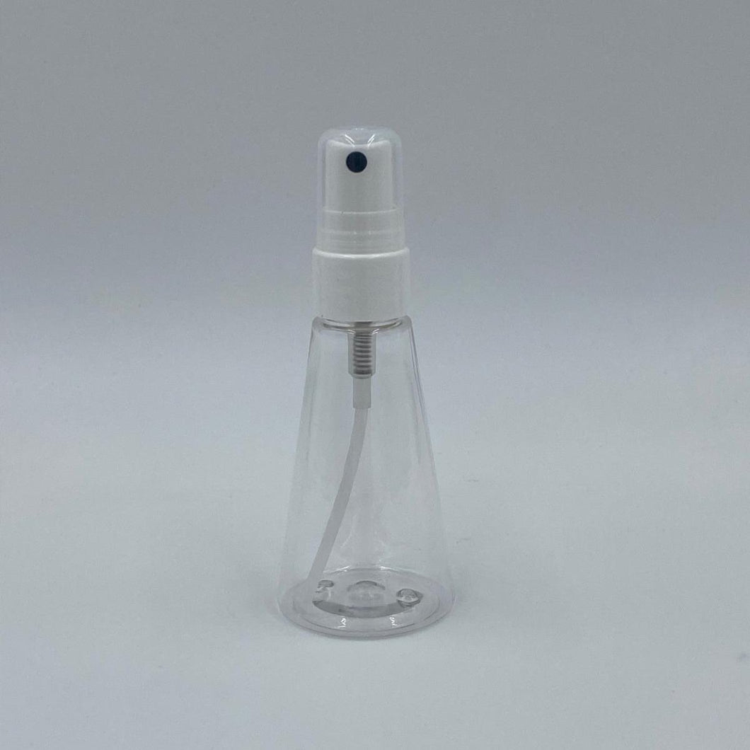 50ml CONICAL BOTTLE CLEAR PET WHITE SMOOTH FINGER SPRAY