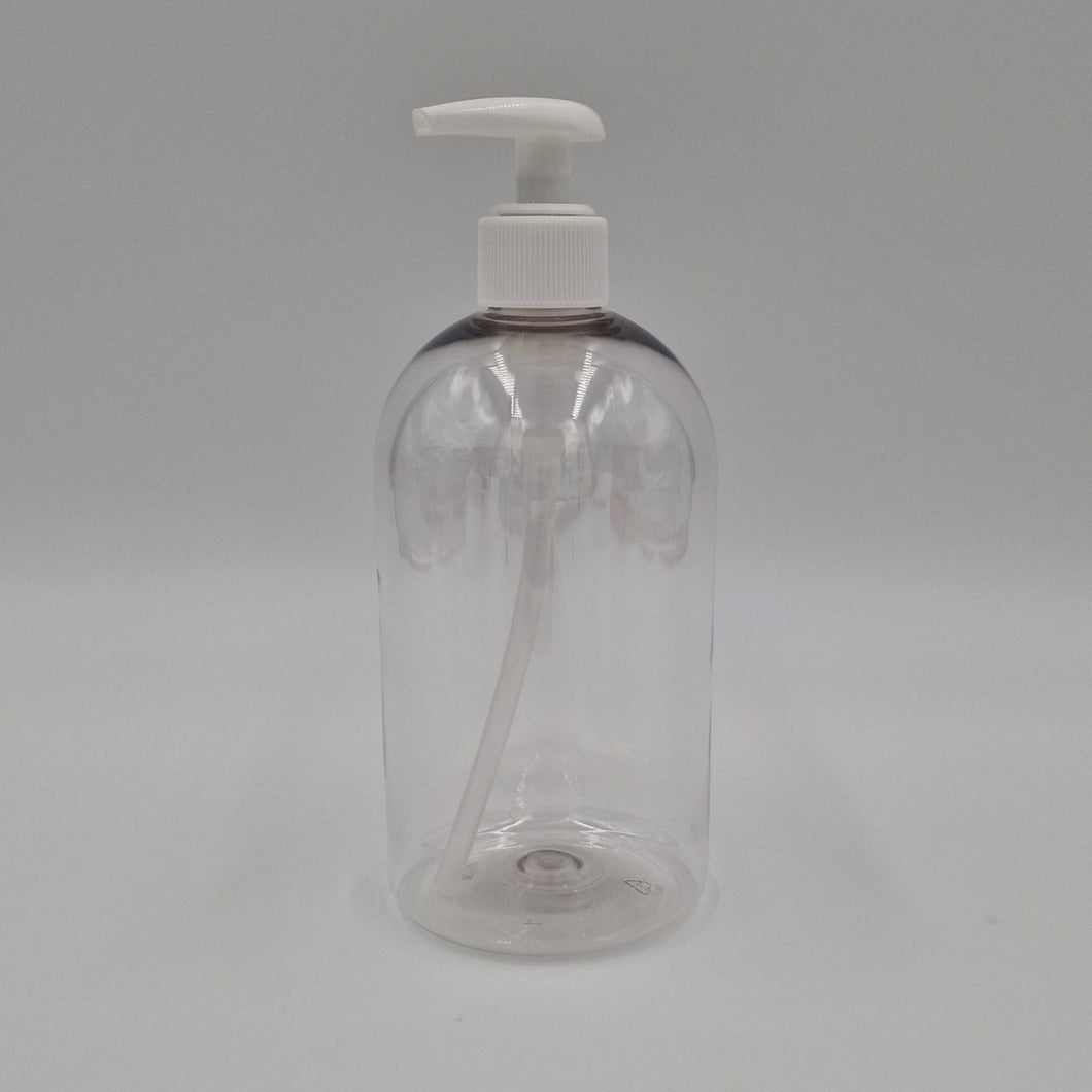 500ml PET BOSTON ROUND CLEAR 24mm 410 WHITE RIBBED P2000 LOCK UP (2ml) PURE PATH