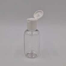 Load image into Gallery viewer, 60ml BOSTON ROUND CLEAR PET 20mm 415 WHITE SMOOTH RADIUS WALLED FLIP TOP
