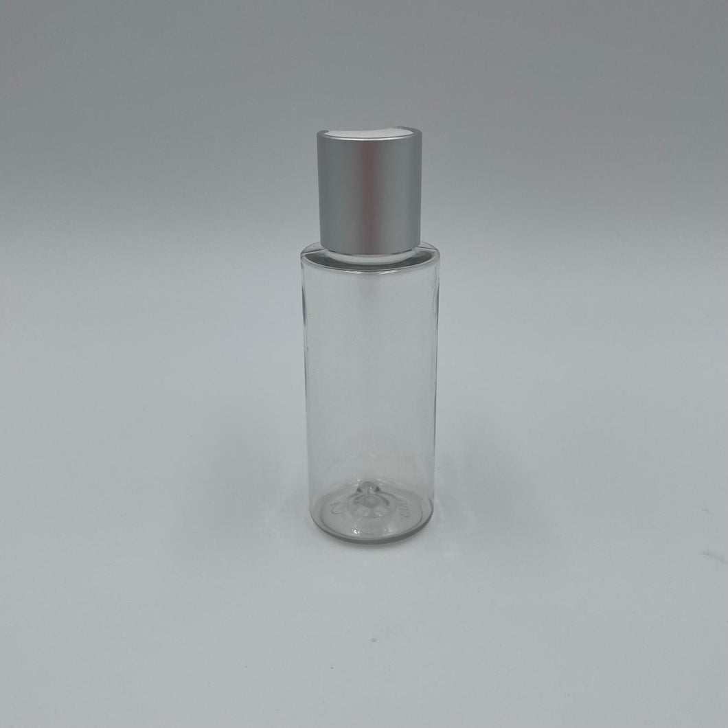 50ml HEAVY WEIGHT PET CYLINDER 20mm 410 DISC TOP MATT SILVER/WHITE