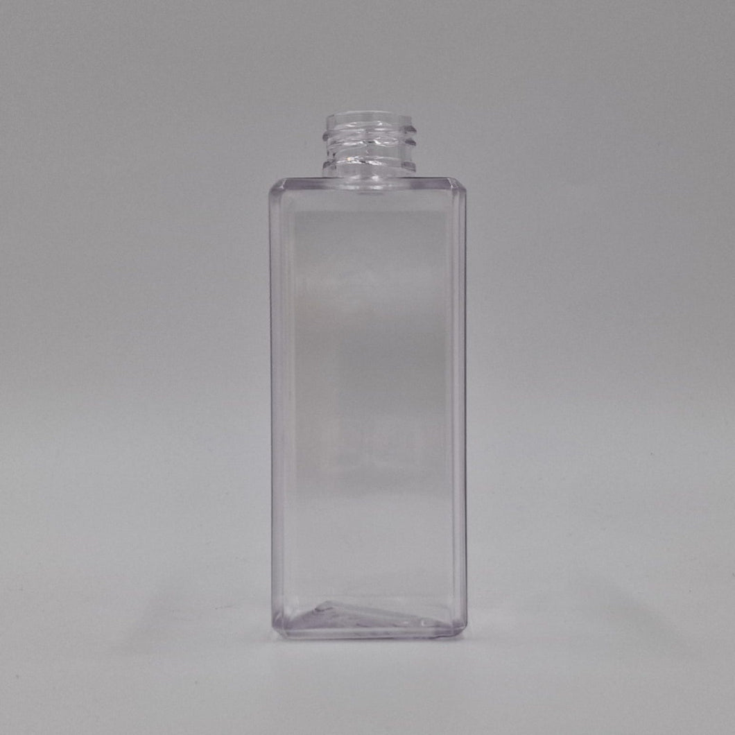 200ml BEVELLED SQUARE CLEAR PET 24mm 410