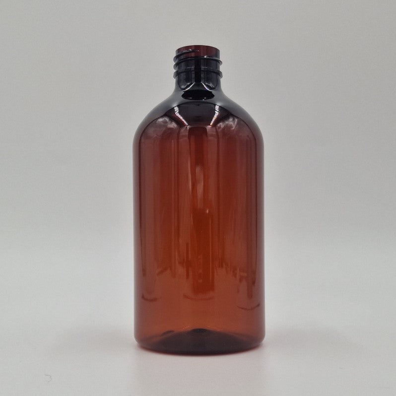 500ml BOSTON ROUND AMBER PET 28mm 410