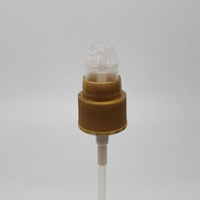 Load image into Gallery viewer, 20mm 410 PLASTIC GOLD TREATMENT PUMP WITH NATURAL ACTUATOR &amp; GOLD OVERCAP
