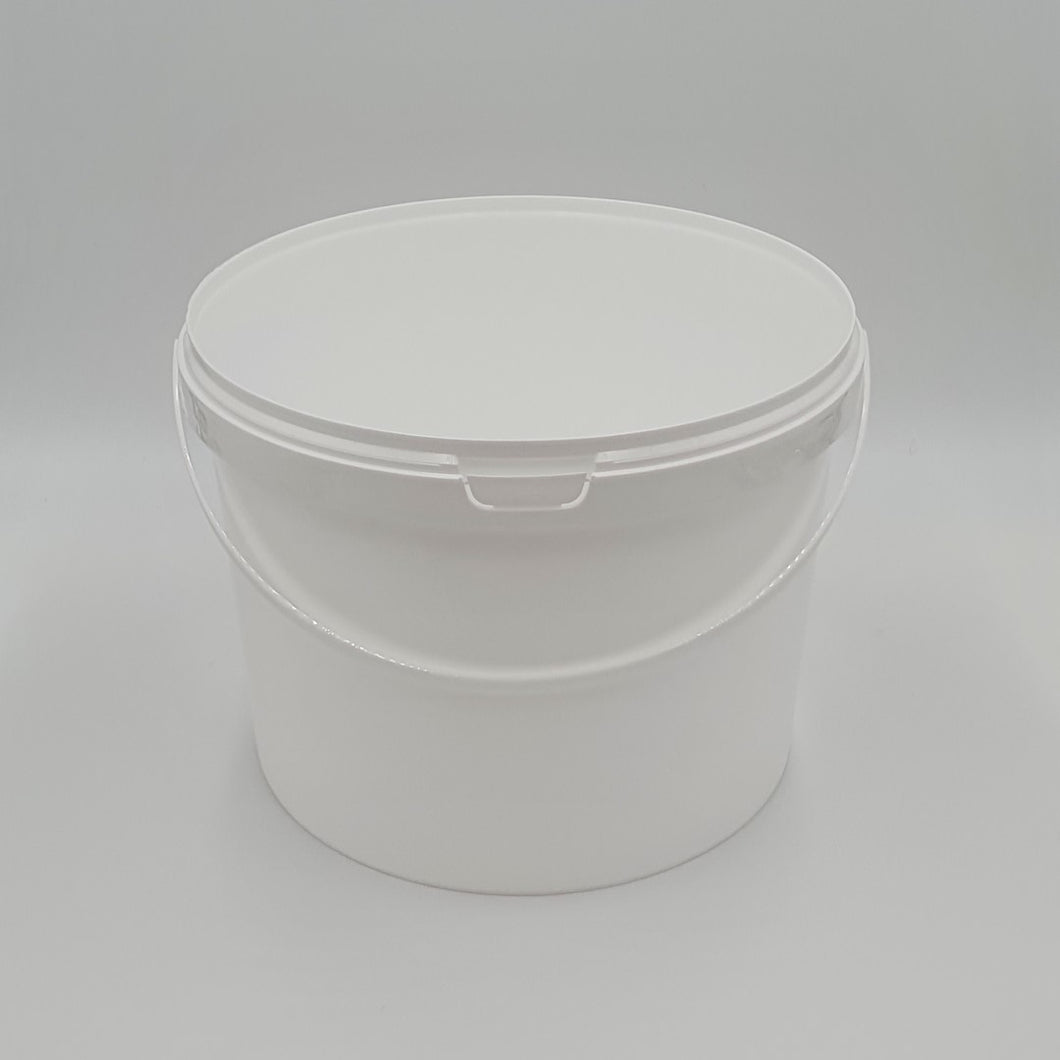 10ltr POLY BUCKET SQUAT WHITE T/E PLASTIC HANDLE