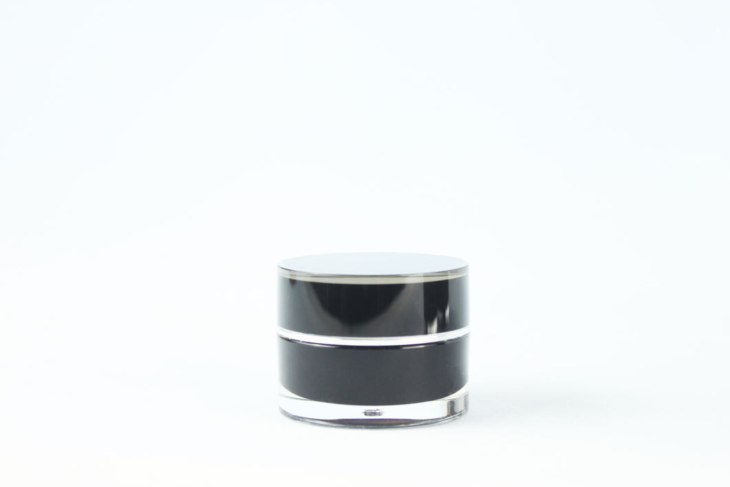 15ml BLACK ACRYLIC JAR WHITE PP INNER & LID & SHIVE