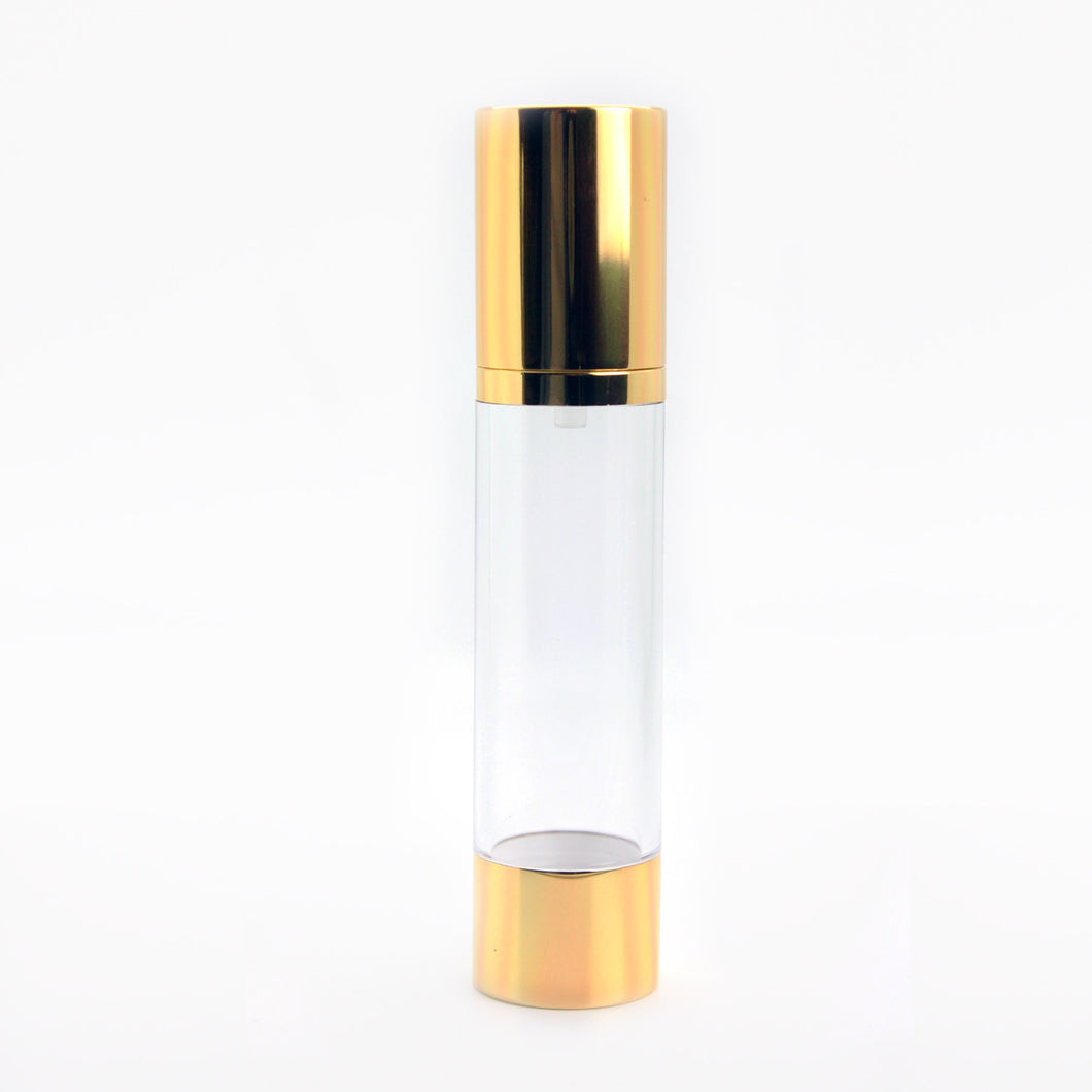 50ml AIRLESS DISPENSER CLEAR & GOLD