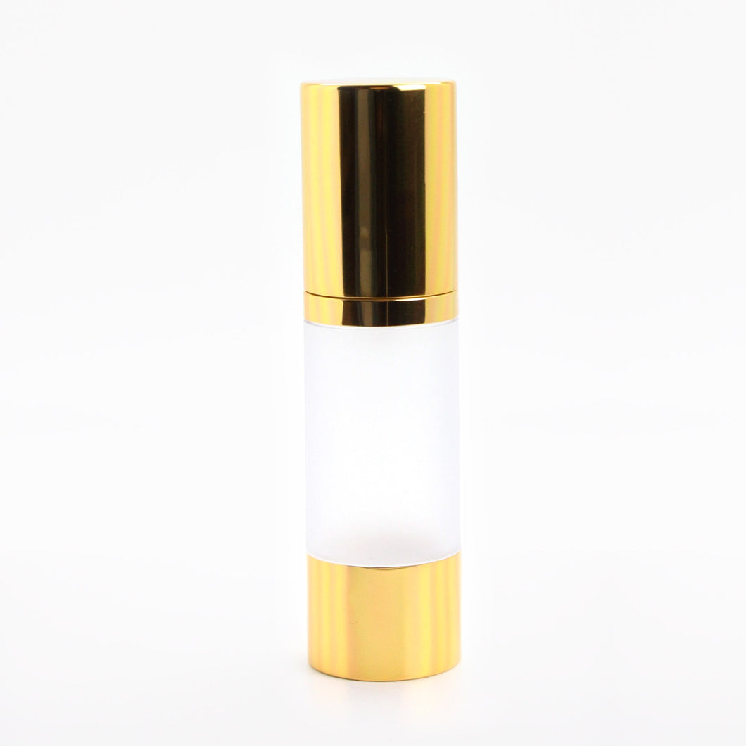 30ml AIRLESS DISPENSER FROSTED & GOLD