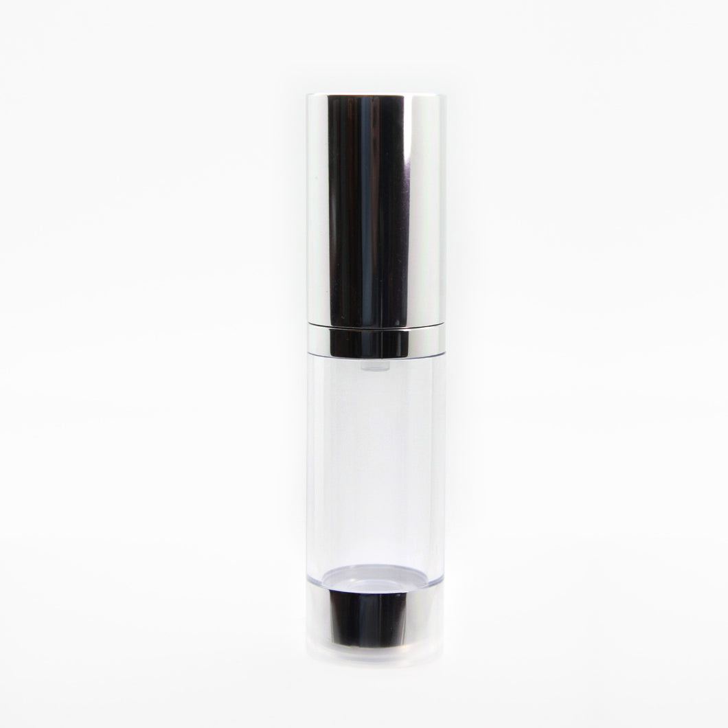 15ml AIRLESS DISPENSER CLEAR & SILVER