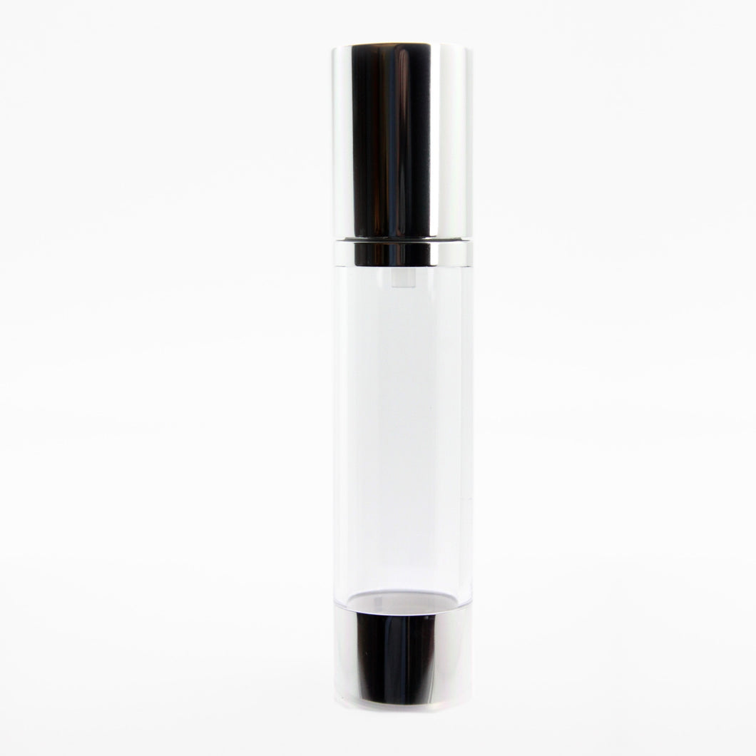 50ml AIRLESS DISPENSER CLEAR SILVER