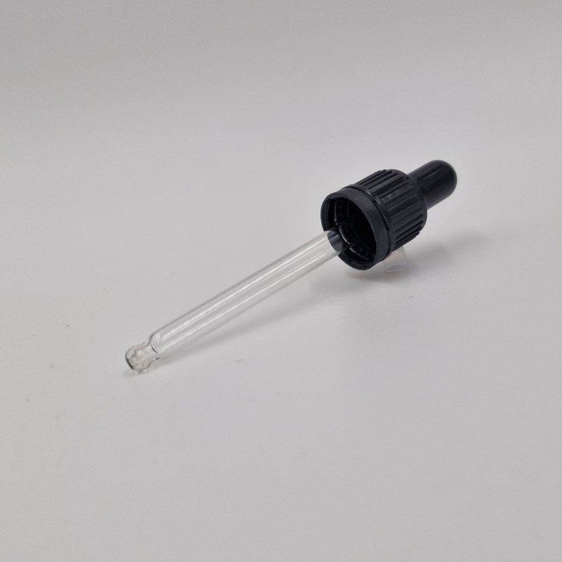 18mm GLASS PIPETTE WITH BLACK TE CAP FOR 50ml GLASS (GL18)