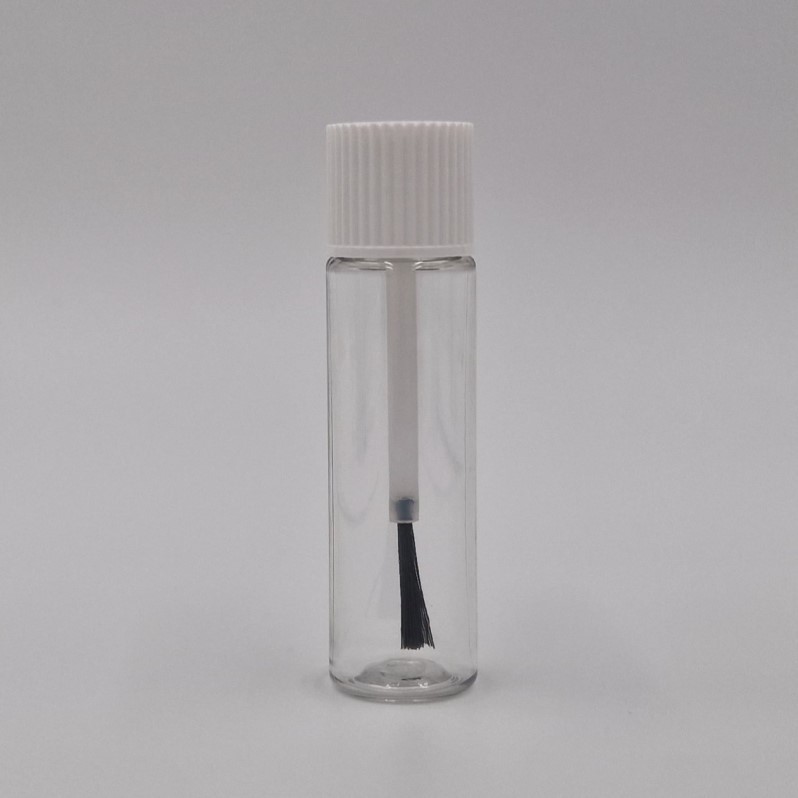 10ml ROLL ON BOTTLE CLEAR WITH WHITE RIBBED BRUSH CLOSURE 