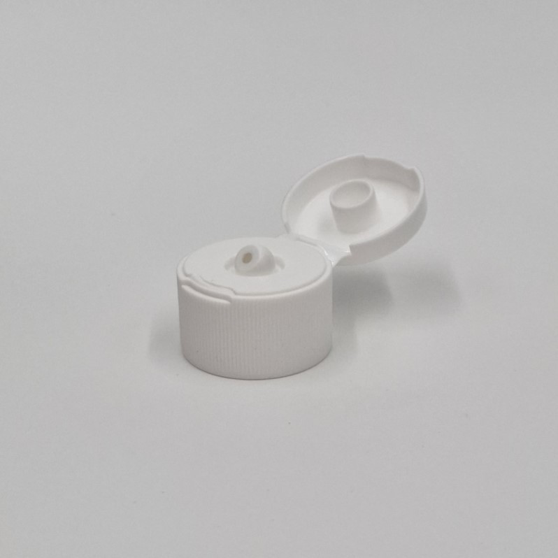 28mm 410 WHITE RIBBED FLIP TOP ANGLED AT 45° (2.5mm Oriface)