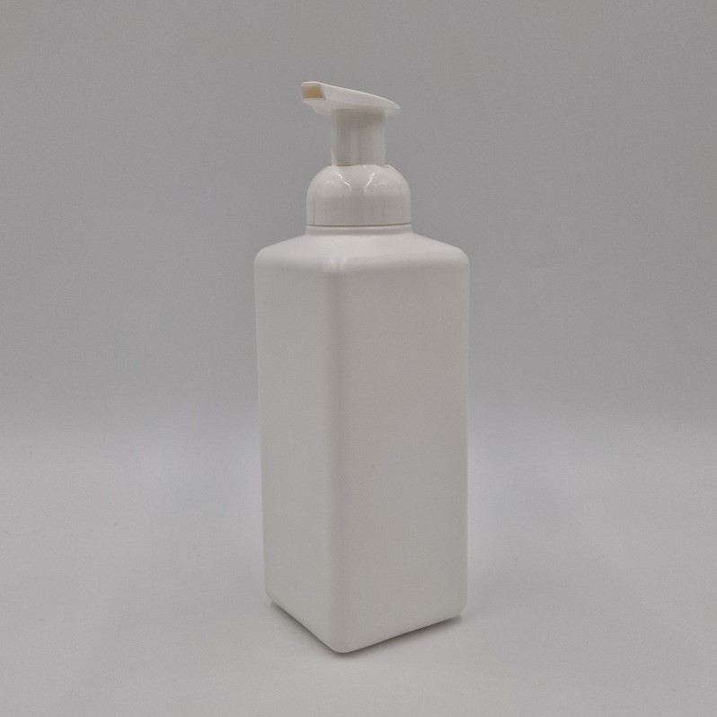 600ml SQUARE WHITE HDPE & 40mm FOAMING MOUSSE HEAD