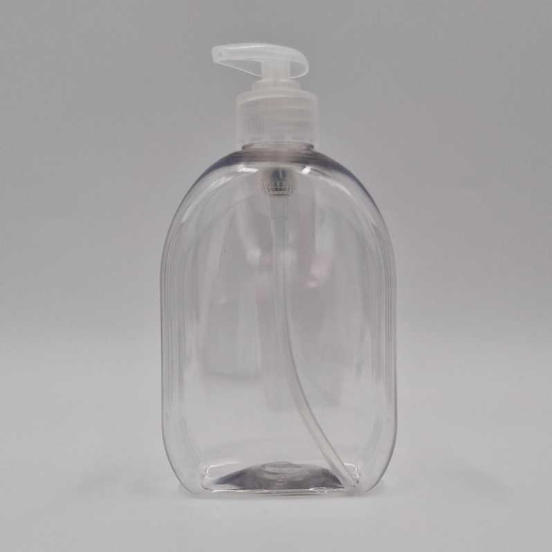 500ml CLEAR PET ROUND SHOULDER & SD20 RIBBED PUMP (2ml)