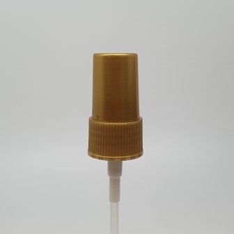 20mm 410 PLASTIC GOLD TREATMENT PUMP WITH NATURAL ACTUATOR & GOLD OVERCAP