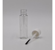 10ml ROLL ON BOTTLE CLEAR WITH WHITE RIBBED BRUSH CLOSURE 